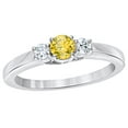 thumbnail image 1 of Round Cut Yellow & White Natural Diamond Three Stone Ring in 14k White Gold (0.5 Cttw), 1 of 1