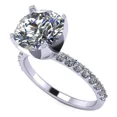 thumbnail image 1 of Round Cut Zirconia Solitaire W/ Side CZs Engagement Ring - 10.0mm (4.00ct) - 10K White Gold - Size 6.5, 1 of 7