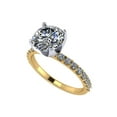 thumbnail image 1 of Round Cut Zirconia Solitaire W/ Side CZs Engagement Ring - 7.5mm (1.50ct) - 10K Yellow Gold - Size 8.5, 1 of 7