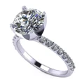 thumbnail image 1 of Round Cut Zirconia Solitaire W/ Side CZs Engagement Ring - 8.0mm (2.00ct) - 10K White Gold - Size 11, 1 of 7