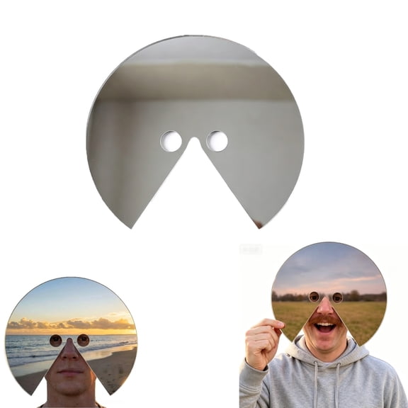 Round Cutout Mirror Face Mask, Reflective Acrylic Surreal Selfie Prop for Party, Festival, Travel Photo Booth Costume Accessory