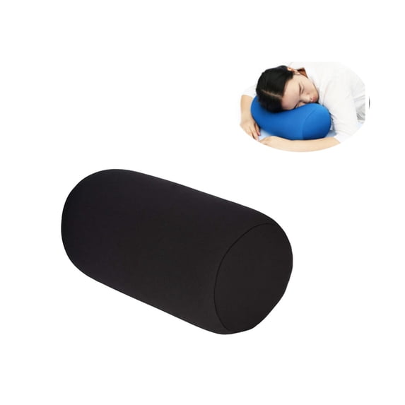Round Cylinder Foam Particle Throw Pillow Soft Neck Support Bolster Pillow Portable Office Desk Nap Head Rest Cushion for Travel Home Sofa Bed