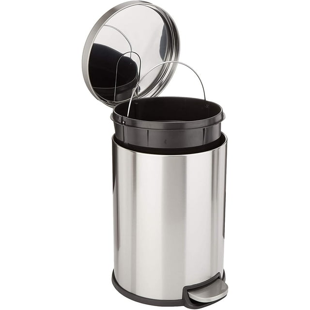 Round Cylindrical Trash Can With SoftClose Foot Pedal, 20 Liter/5.3