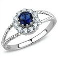 thumbnail image 1 of Round Dark Blue Sapphire cz Halo Stainless Steel Wedding Promise Cocktail Ring, 1 of 5