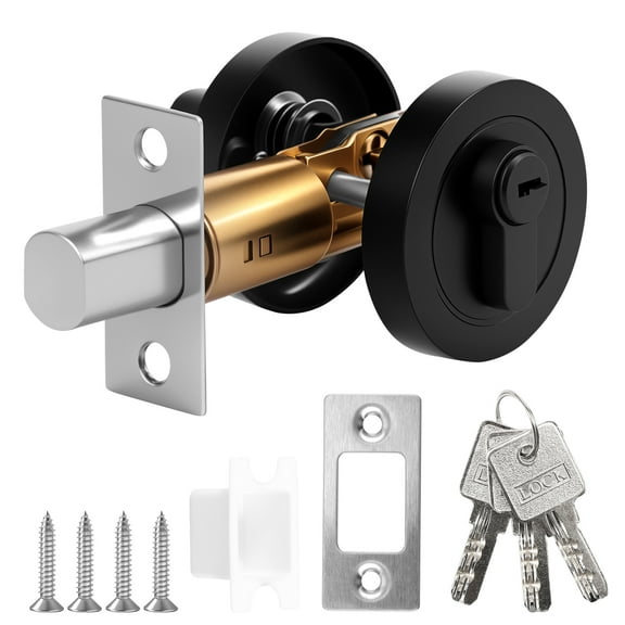 Round Deadbolt Lock Zinc Alloy Single Cylinder Deadbolt Anti Theft Door Latch Effective Protection Round Barn Bolt for Office