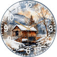 thumbnail image 1 of Round Decorative Clock: Welcome  Country Glass Wall Clock, Stream Creek  Covered Bridge  Decor Wall Clock  for Homes, Bars, Offices, Man Caves, Garages, And Living Rooms .Also Makes A Great Gift., 1 of 9