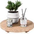 Round Decorative Tray Farmhouse Bathroom Decor Wood Riser Kitchen ...