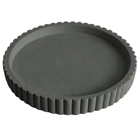 Round Decorative Tray,Plastic Bathroom Counter Organizer,Farmhouse Kitchen Decor Plastic Riser,Decorative Tray for Coffee Table,for Soap Dish,Perfume,Candle,Sponge,4.92 inch(Grey)