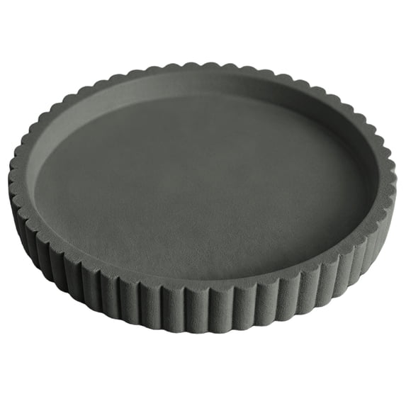 Round Decorative Tray,Ribbed Coffee Table Tray Modern Bathroom Vanity Trays for Dresser Jewellery Toilet Tank Bedroom Kitchen Countertop Candle Holder Storage Organiser,4.92 inch (Grey)