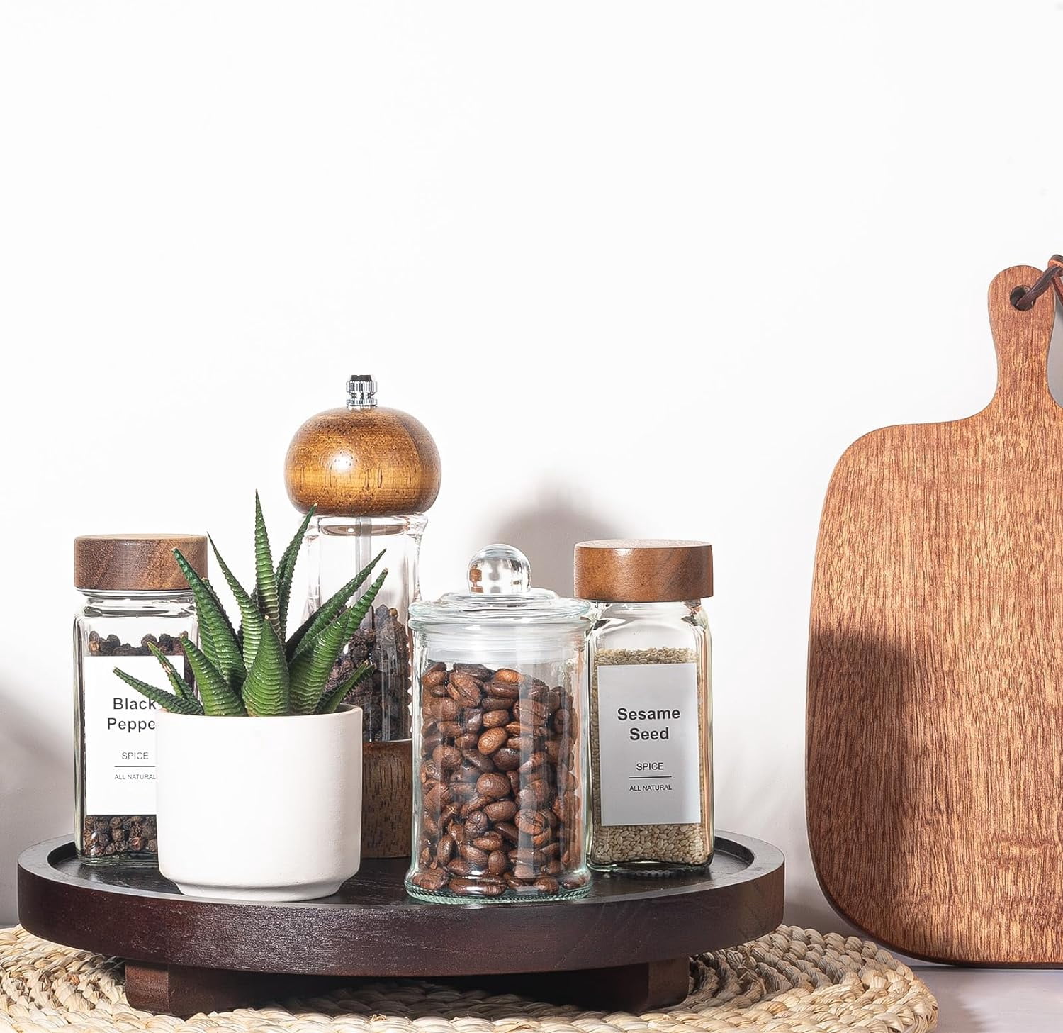 Counter Riser Round Xl Round Decorative Tray Wood Bathroom Counter Organizer Farmhouse Kitchen ...