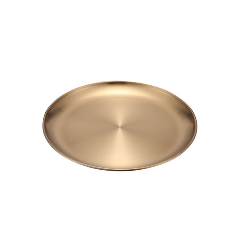 Round Decorative Tray for Modern Home Stainless Steel Serving Tray