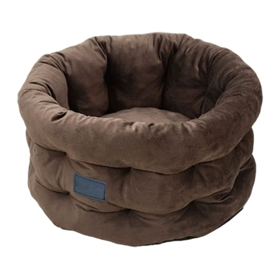 Round Deep Nest Cat Bed with High Raised Edge - Super Soft Velvet Sleep Sack for Indoor Cats, Small Dogs, Anti-Anxiety Comfort & Machine Washable