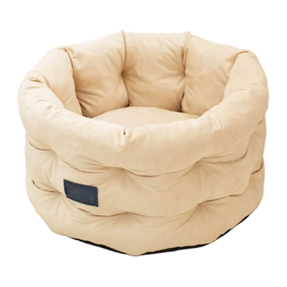 Round Deep Nest Cat Bed with High Raised Edge - Super Soft Velvet Sleep Sack for Indoor Cats, Small Dogs, Anti-Anxiety Comfort & Machine Washable