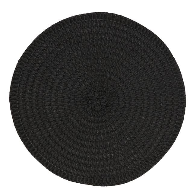 Black Round Woven Fabric Placemats Set of 4