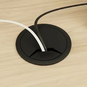 Round Desk Cable Grommet with Brush - Cable Management Hole Cover for Office Desks, TV Stands, and Conference Tables - Wire Organizer for Computer Cords and Power Cables