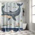 thumbnail image 1 of Orinice Whale Ship Space Art Bathroom Decor Set Polyester Fabric Shower Curtain for Bathroom Decoration with Hooks 69x72, 1 of 7
