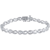 Round Diamond Accent Rhodium Tone Fashion Bracelet, 7.5".