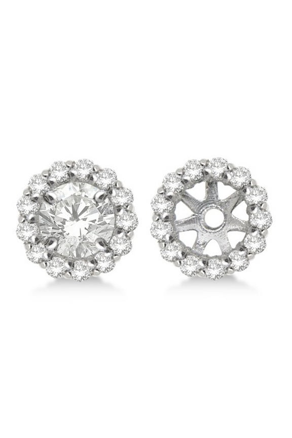 Round Diamond Earring Jackets for 4mm Studs 14K White Gold (0.35ct)