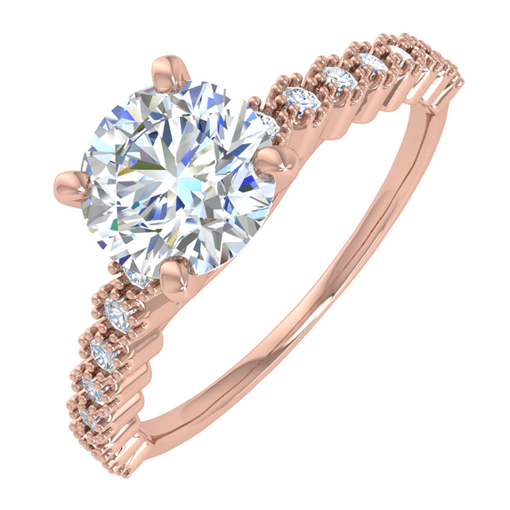 Round Diamond Engagement Ring in 14K Rose Gold (0.70 cttw) (Ring Size 7) (I1-I2 Clarity)
