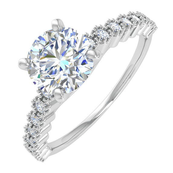 Round Diamond Engagement Ring in 14K White Gold (0.70 cttw) (Ring Size 4.5) (I1-I2 Clarity)