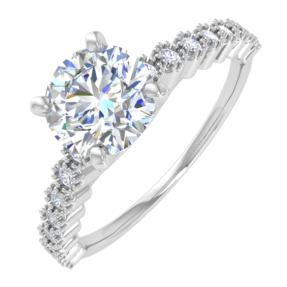 Round Diamond Engagement Ring in 14K White Gold (0.70 cttw) (Ring Size 4) (I1-I2 Clarity)