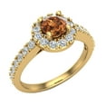 thumbnail image 1 of Round Diamond Fancy Champagne Intense Color Halo Engagement Ring 1 CT TW 14K Gold, 1 of 5