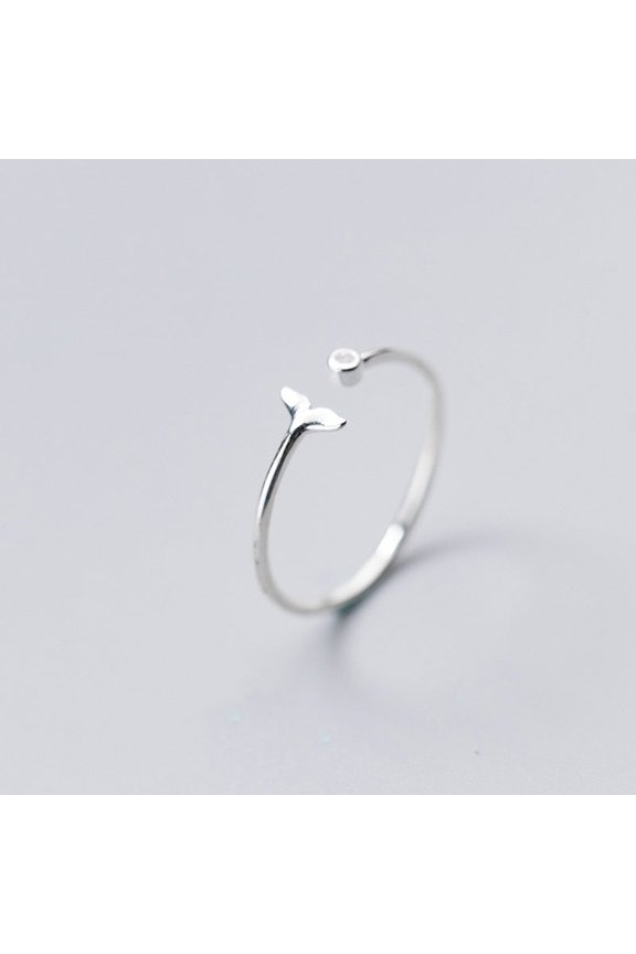 Round Diamond Fishtail Index Finger Ring Silver 925 Adjustable Size Women Jewelry Fashion Jewelry For All Days