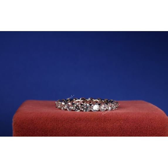 Round Diamond Full Eternity Wedding Anniversary Band, Matching Band For Solitaire Ring, 925 Sterling Silver, 2.3 Ct Simulated Diamond, Engagement Band For Her