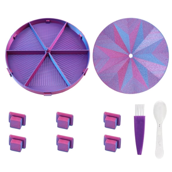 Round Diamond Painting Tray with Lid, Flip Drill Tray for Diamond Art, Spill-Proof Bead Organizer with Alignment Lines for DIY Diamond Painting Accessories