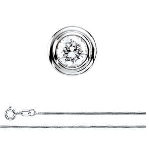Round Diamond Solitaire Pendant Necklace 14K White Gold (0.34 Ct, G Color, SI2 Clarity) GIA Certified