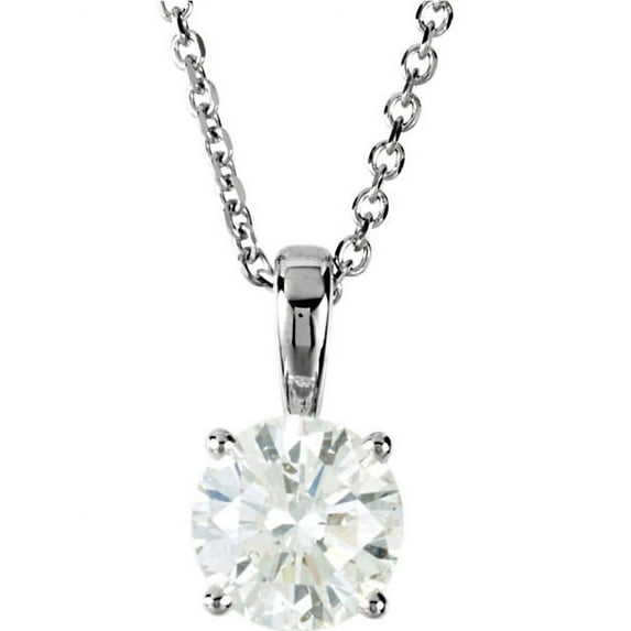 Round Diamond Solitaire Pendant Necklace 14K White Gold (0.52 Ct, G Color, VS2 Clarity) GIA Certified