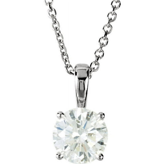 Round Diamond Solitaire Pendant Necklace 14K White Gold (1.05 Ct,H Color,VVS2 Clarity) GIA Certified