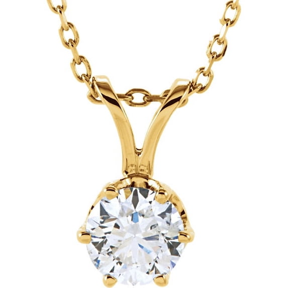 Round Diamond Solitaire Pendant Necklace 14k Yellow Gold (1 Ct,F Color,VS1 Clarity) GIA Certified