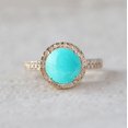 thumbnail image 1 of Round Diamond and Turquoise Helo Wedding Ring, Fine Jewelry For Chirstmas Gift for Wife, Gift for Womens, December Turquoise Birthstone Ring, Proposal Ring., 1 of 4