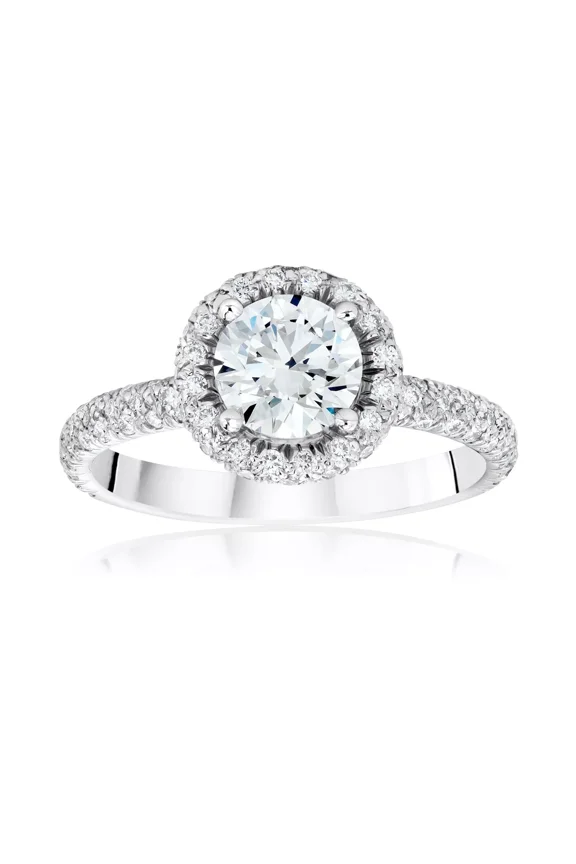 Halo Setting Platinum Diamond Engagement Ring, 1.2 Ct. Tw.