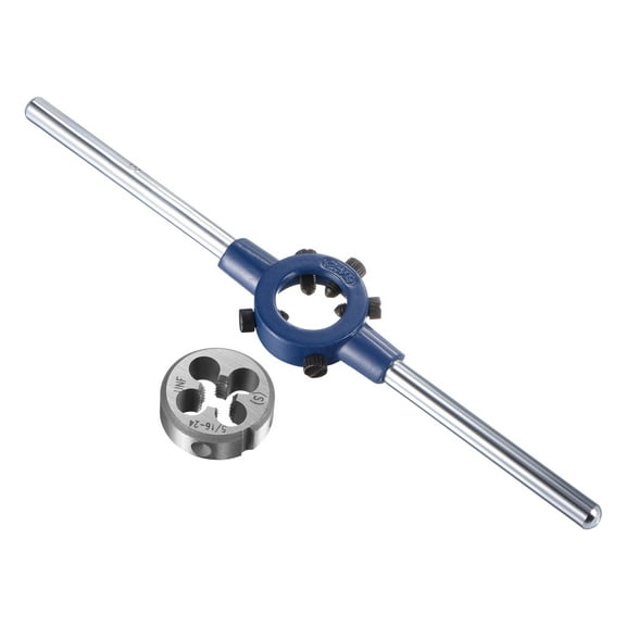 Round Die Stock Handle Wrench Set 5/16-24 UNF Threading Die and 25mm Die Holder (Capacity: 16mm-25mm / M7-M8)