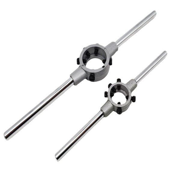 Round Die Wrench Circular Die Handle for Dies Threading Tools M1-M27 12-55mm 45# Steel High Torque Removable Booster Rod Precision Machined Silver 1pc