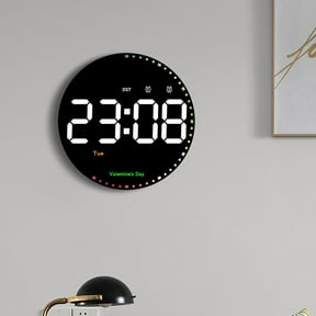 Round Digital Wall Clock with Remote Control, 10 inch Silent Electronic Clock with Temperature and Humidity Display, USB Powered Modern LCD Screen Clock for Living Room, Bedroom, or Office Decor