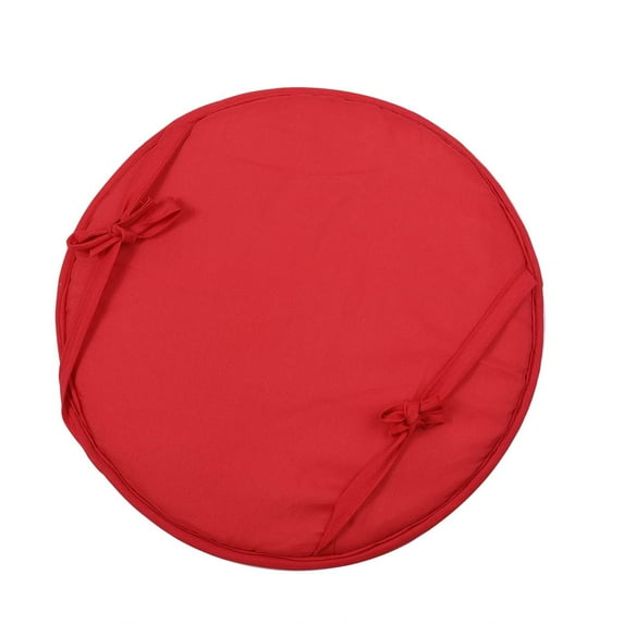 Round Dining Chair Cushion with Straps - Solid Color Fabric Thick Pad | Home Cloth Chair Cushion for Dining & Stool | Circular Chair Pad for Indoor & Outdoor Use | Thickened Padding for Comfort(F)