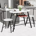 thumbnail image 1 of Round Dining Room Set W/ 2 Chairs & 1 Table, Modern Counter Height Dining Set, Steel Frame Home Kitchen Furniture With White Marble Finish, 1 of 9