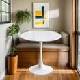 thumbnail image 1 of Round Dining Table for 2, 23.6" Circle Tulip Table with Modern MDF Top with Steel Base, Mid Century Bistro Table for Kitchen, Small Places, Living Room, Cafe (White Marble), 1 of 12