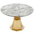 thumbnail image 1 of Round Dining Table for 2-4, 47” Modern Circle Wooden Faux Marble Kitchen Table, Marble Dining Room Table with Metal Base for Dining Room, Kitchen, Living Room (Style 1: White & Gold), 1 of 9