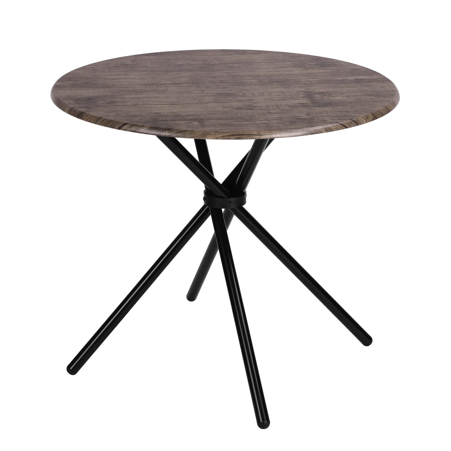 Round Dining Table for 2-4 People, Wood Top Dining Table with Intersecting Pedestal Base & Metal Legs, Multifunctional Table for Kitchen Living Room Home Office