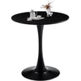 thumbnail image 1 of Round Dining Table, 27.6" Tulip Kitchen Round Dining Table for 1-2 People with Metal Pedestal Base and MDF Tables Top, Mid-Century Tables for Home, Dining Room, Cafe, Black, 1 of 14
