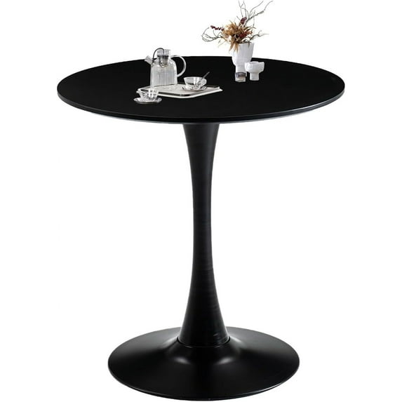 Round Dining Table, 27.6" Tulip Kitchen Round Dining Table for 1-2 People with Metal Pedestal Base and MDF Tables Top, Mid-Century Tables for Home, Dining Room, Cafe, Black