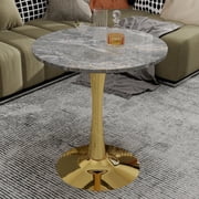 QSOCSSP Round Dining Table, 27.6-inch white coffee table, mid-century modernModern Bistro Table tulip table. Round marble table,Perfect for kitchens, compact spaces, living rooms, cafes and more
