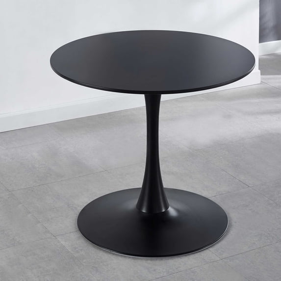Round Dining Table, 31.5" Black Tulip Table Mid-Century Dining Table for 2-4 People with Round MDF Table Top, Pedestal Dining Table, End Table Leisure Coffee Table