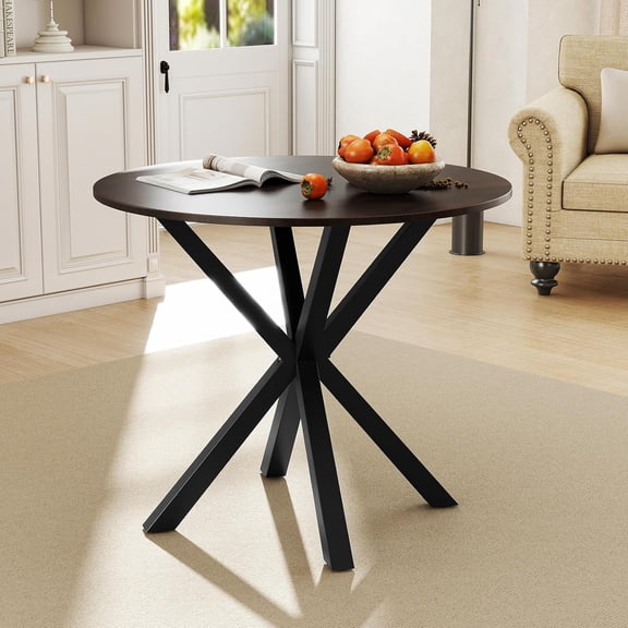 IFANNY Round Dining Table, 36’’ Kitchen Table with Rubber Wood Legs & Adjustable Foot Pads, Modern Bar Table for Small Spaces, Kitchen, Dining Room, Restaurant, Bistro (Rustic Brown)