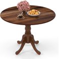thumbnail image 1 of Round Dining Table for 4, 40 Inch Farmhouse Round Kitchen Table with Heavy-Duty Rubber Wood Frame & Curved Trestle Legs, Mid-Century Rustic Pedestal Table for Home, Dining Room & Living Room, 1 of 18