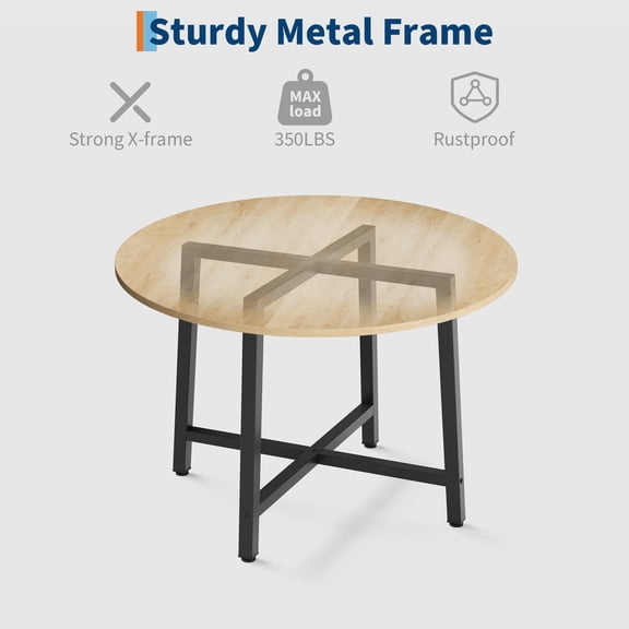Round Dining Table for 4, 47 Inches Dining Room Table, Wooden Kitchen Table with 4 Legs, Small Dining Table for Small Space,Circle Dinner Table, Circle Kitchen Table for Dining Room